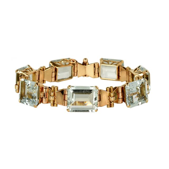 18 Carat Rose Gold and Aquamarine Bracelet