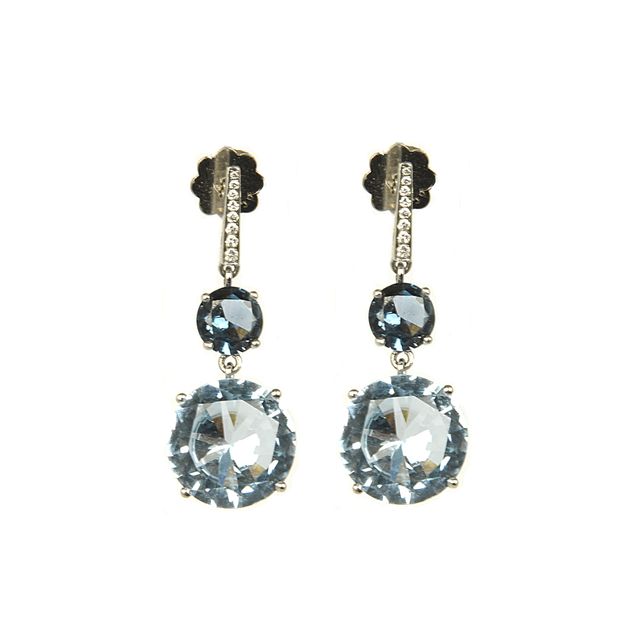 Artur Scholl 18 Carat White Gold Sky Blue Topaz Diamond Earrings