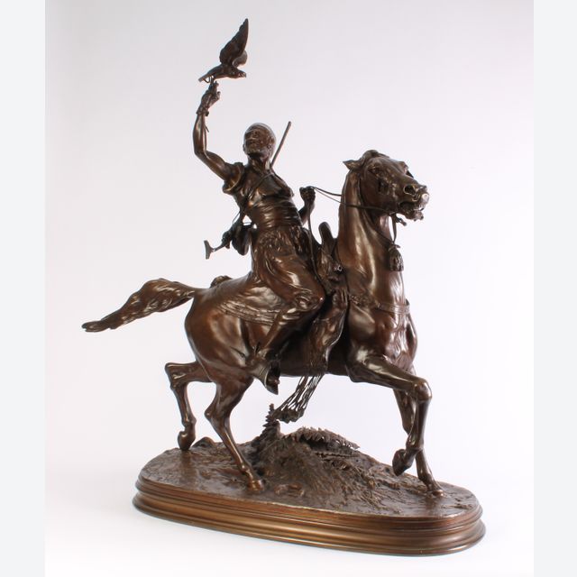 The Arab Falconer, a fine bronze statue by Pierre Jules Mene 1810 - 1879