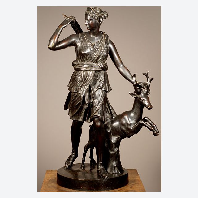 A French bronze sculpture of Diana The Huntress after the Antique, circa 1880.