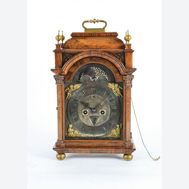 Very Small Unusual 18th Century Amsterdam Burr Walnut Bracket Clock