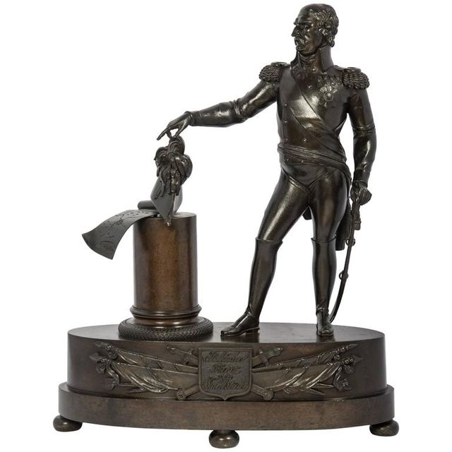 Ungewöhnliche Bronzeskulptur von Blücher Fürst von Wahlstatt, ca. 1810