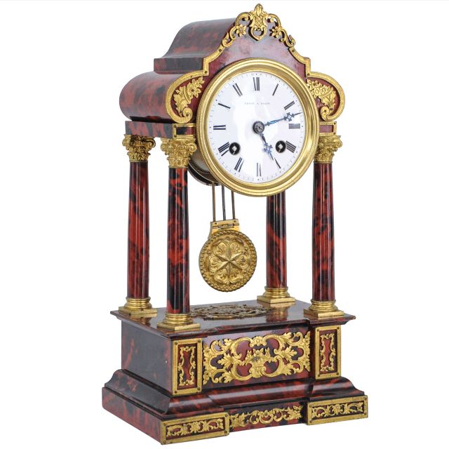 A very attractive small tortoiseshell Table Clock (together with matching dome), by Leroy a Paris, circa 1880