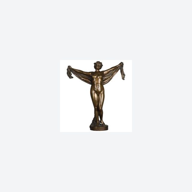 A nice patinated bronze of a nude lady holding a scarf, circa 1880