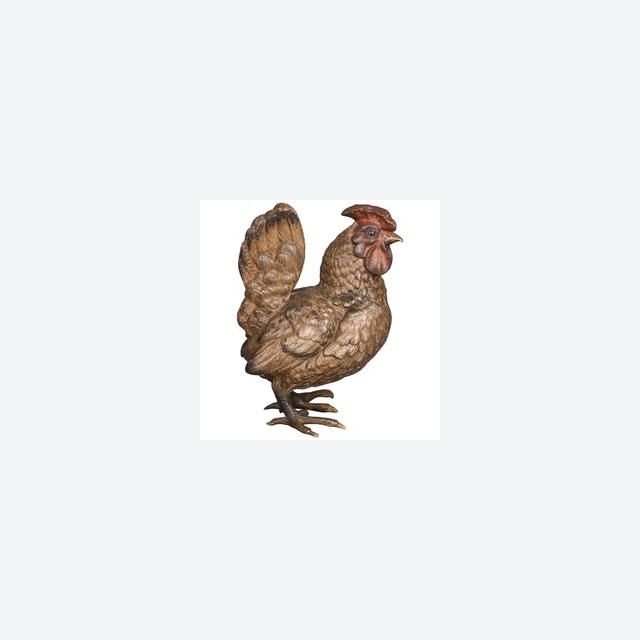 An unusual and very detailed Vienna bronze of a rooster, circa 1890