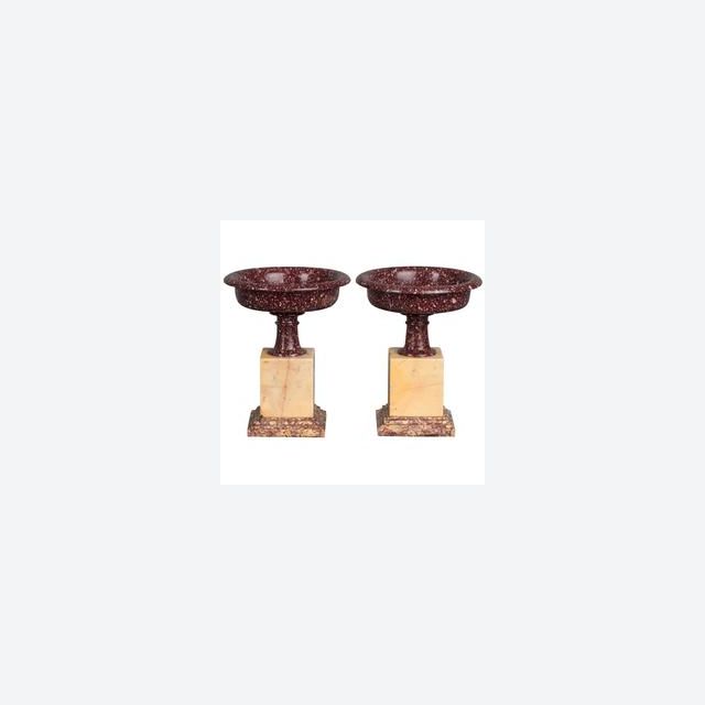 Exceptional pair of probably Egyptian porphyry marble, circa 1830