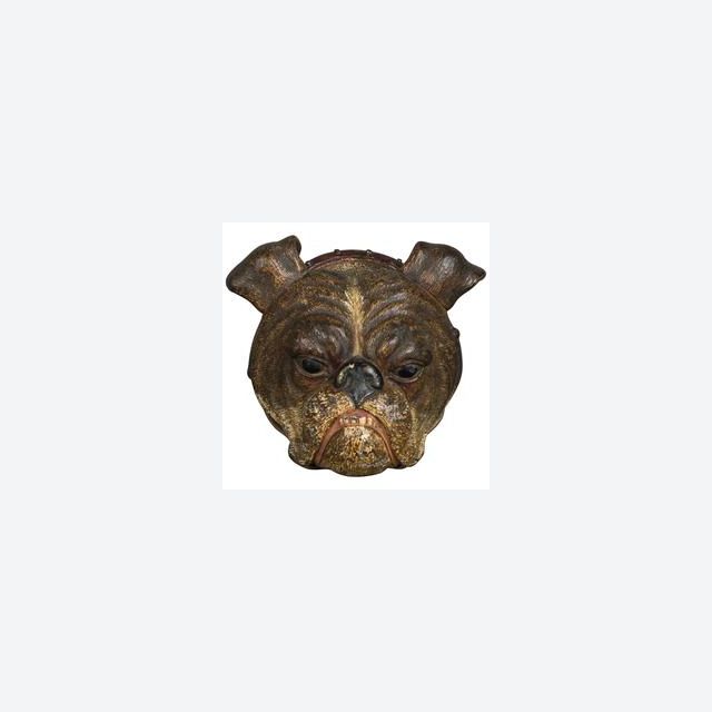 Clip mural en bronze de Vienne représentant la tête d'un bouledogue, vers 1900