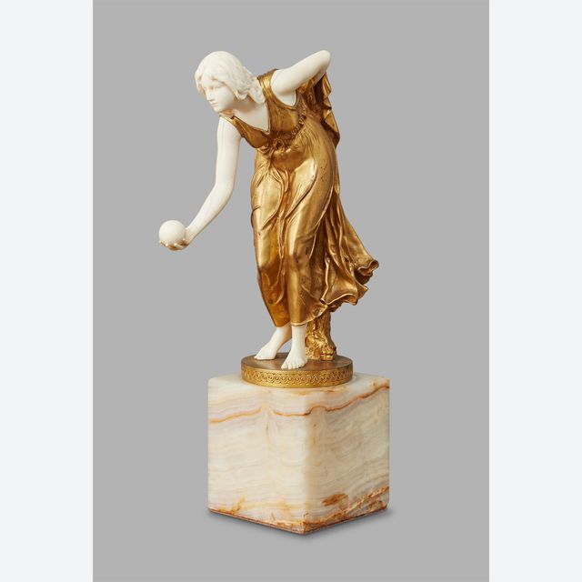 Ein deutscher Meissen 'Jugendstil' vergoldeter Bronze von Walter Scott, um 1900 herum.