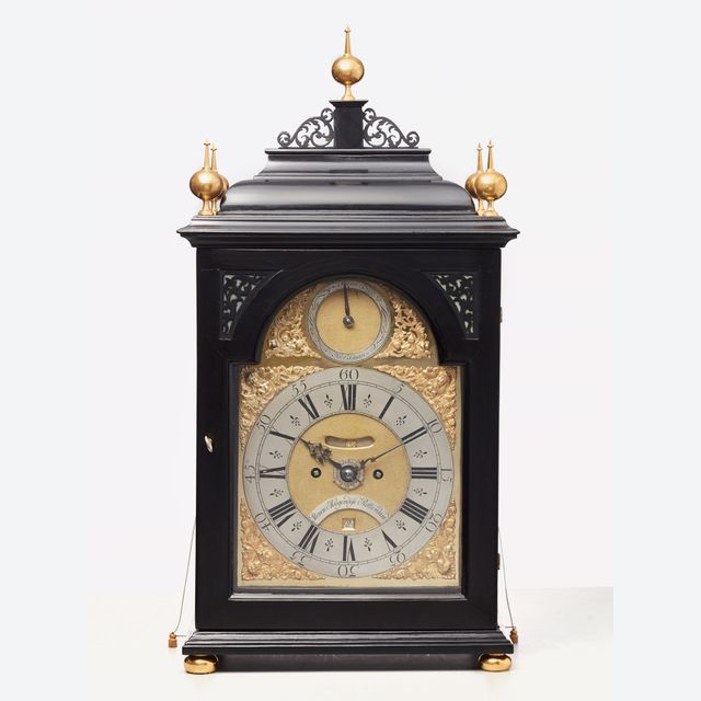 Eine niederländische ebonisierte Viertelstundenschlag-Konsolenuhr von Hoogendijk, um 1730 herum