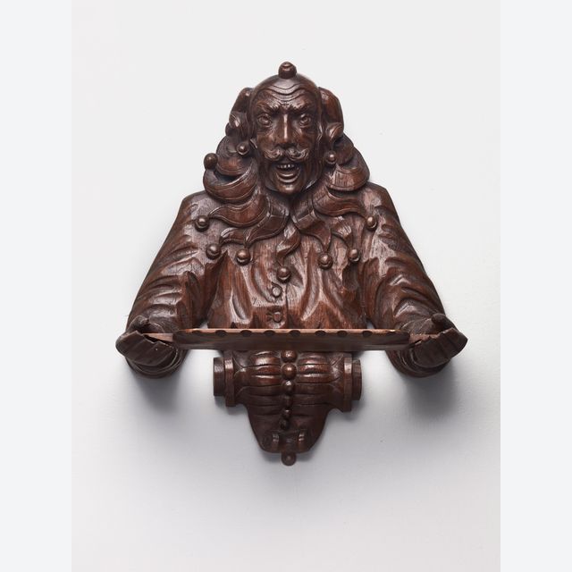 Ein deutscher Harlekin-Eichen-Wandkonsolentisch, ca. 1880