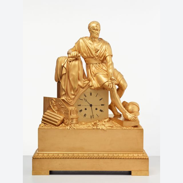 A large French Empire bronze ‘Horatius’ mantel clock, circa 1820