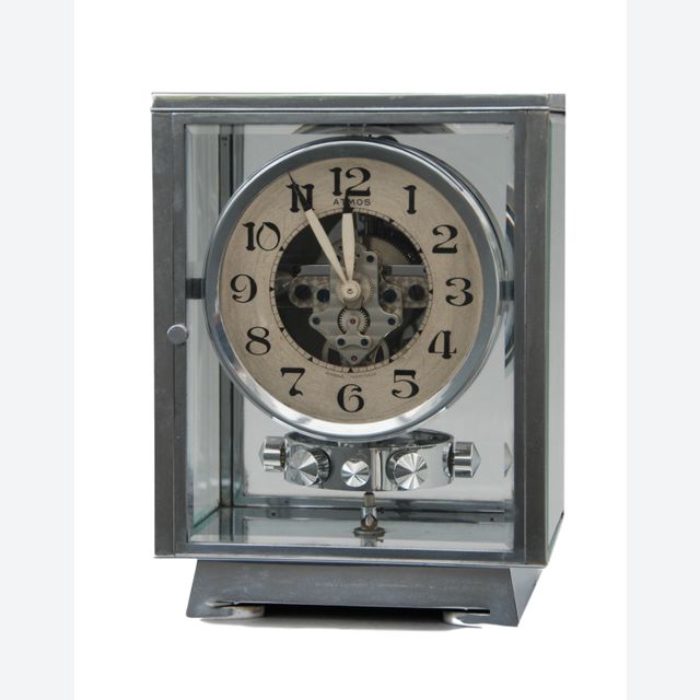 M115 Verchroomde art deco JL Reutter vier glazen Atmos klok