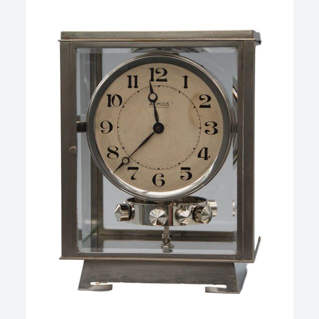 M176 Nikkelen art deco JL Reutter vier glazen Atmos klok