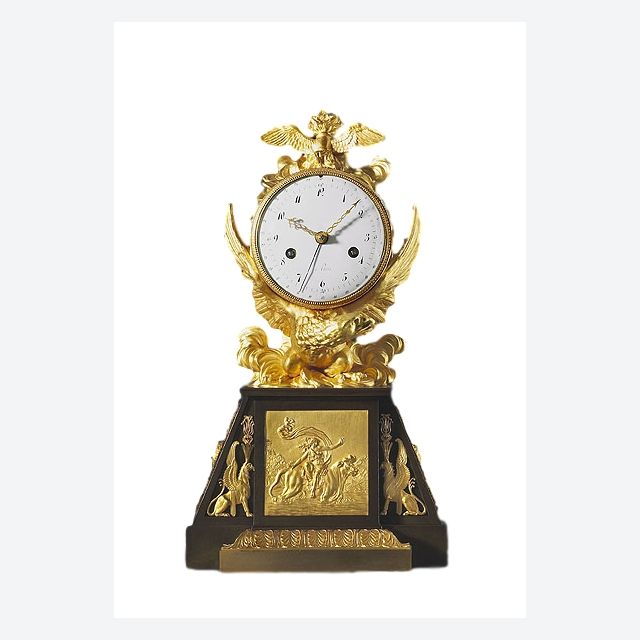 M76 Directoire - 1793-95 - vergoldete und patinierte Bronze-Kaminuhr