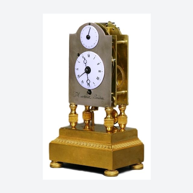 S14 Ormolu und versilberte Bronze-Kaminuhr