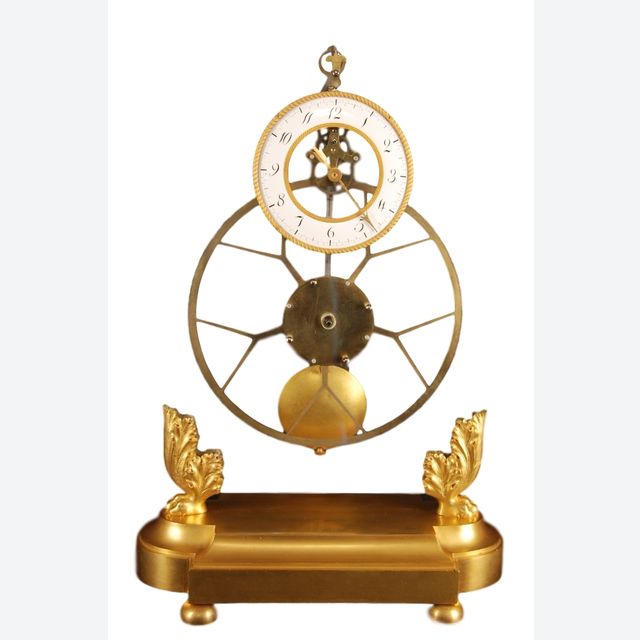 S06 A glass mounted skeleton clock