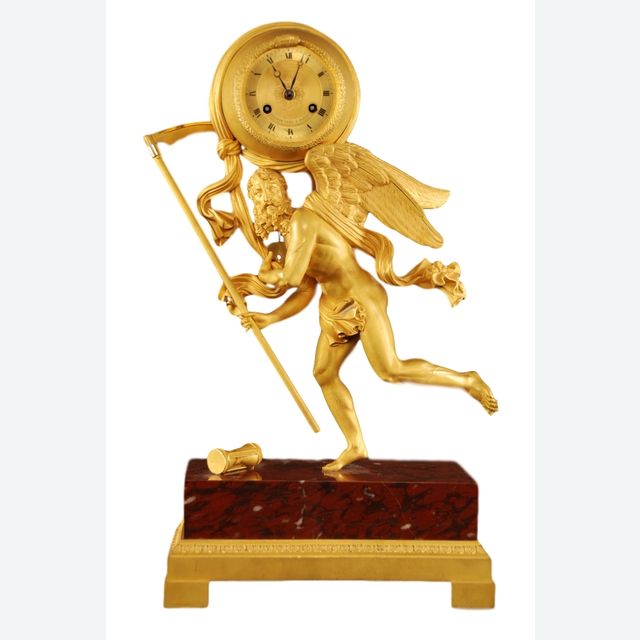 M69 Vergoldete Bronze- und Marmoruhr 'Vater Zeit'