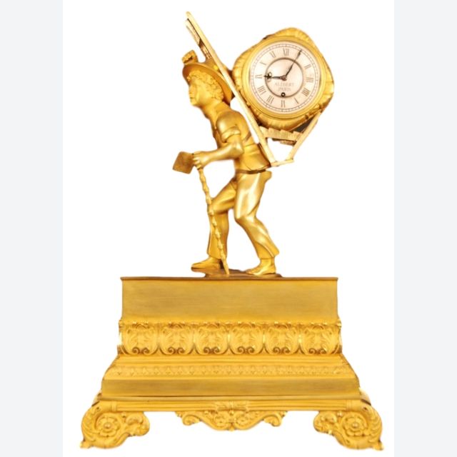 ABS-13 Gilt bronze ' portefaix' clock, miniature