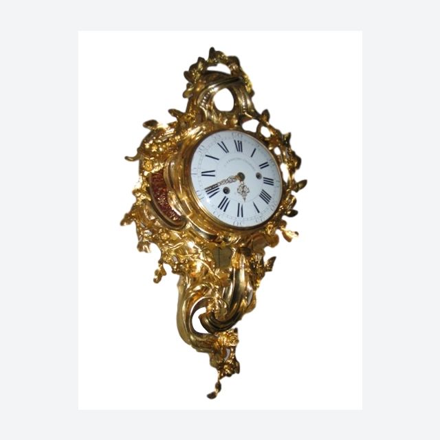 W22 Transitional Louis Quinze/Seize Cartel clock, in superb original condition and perfect gilding