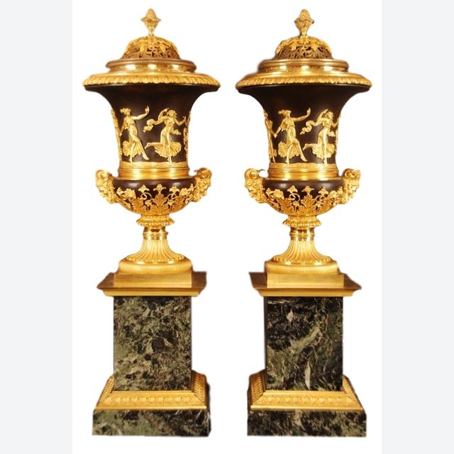Vases Empire CA11 et pendule de cheminée, PIERRE-PHILIPPE THOMIRE