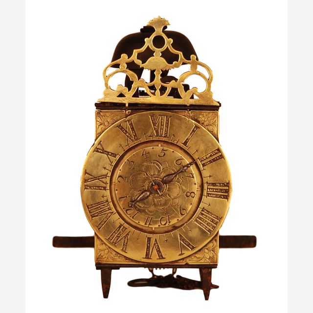 LA13 Early miniature French lantern alarm clock in unrestored original condition