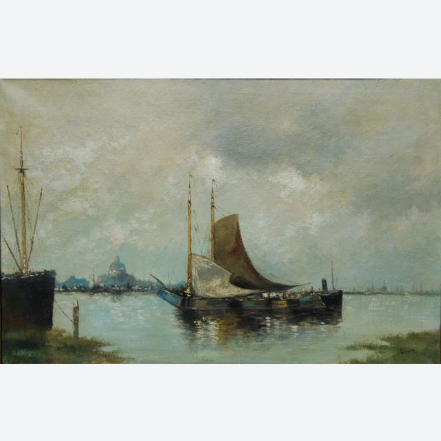 P10 Boote in der Nähe des Flussufers