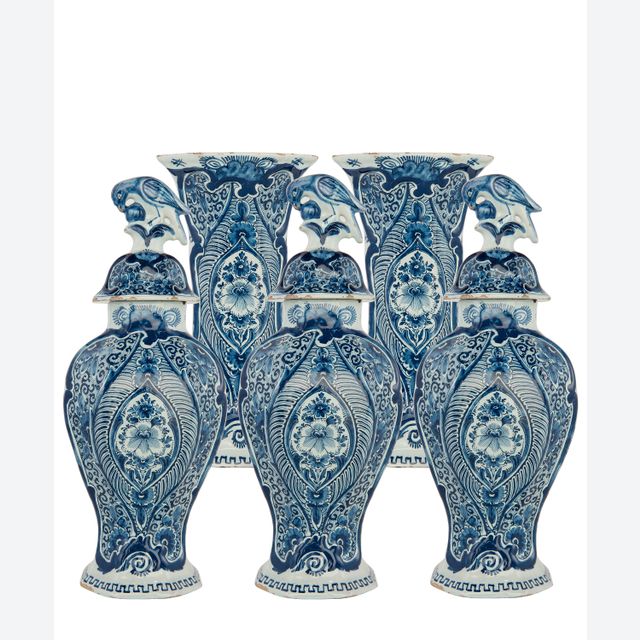 A 5-Piece Dutch Delft Garniture