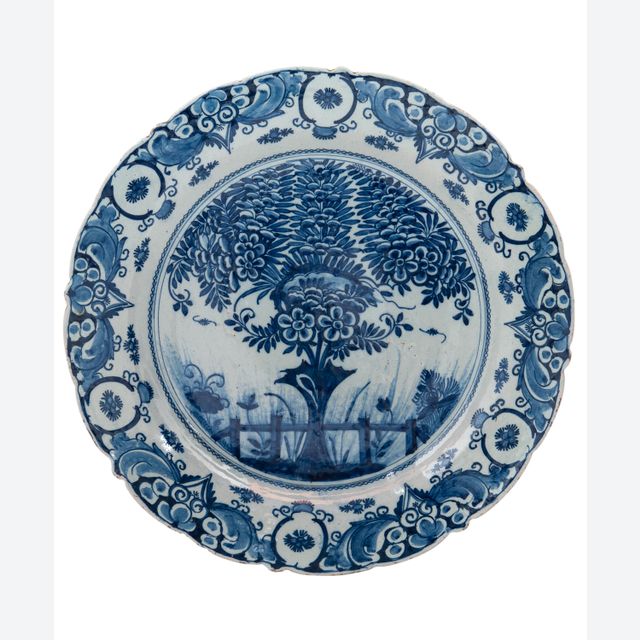 A So Called 'Tea Tree' Charger in Delft Earthenware