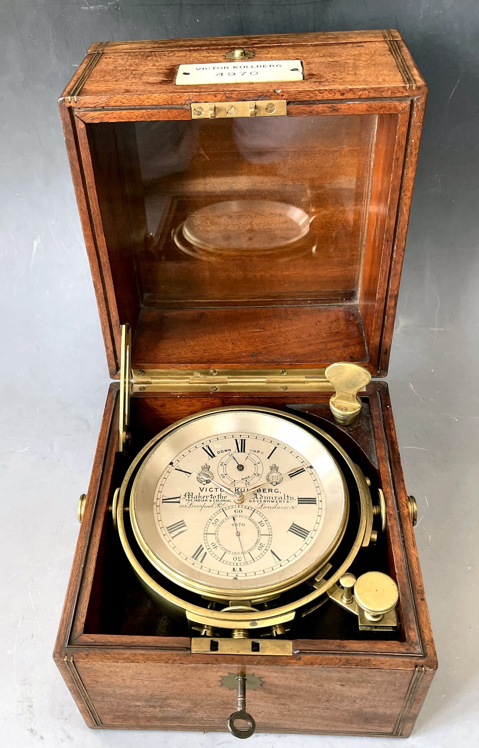 Exclusive marine chronometer, Victor Kullberg,  Maker to the Admiralty, London, no 4970, c. 1888.