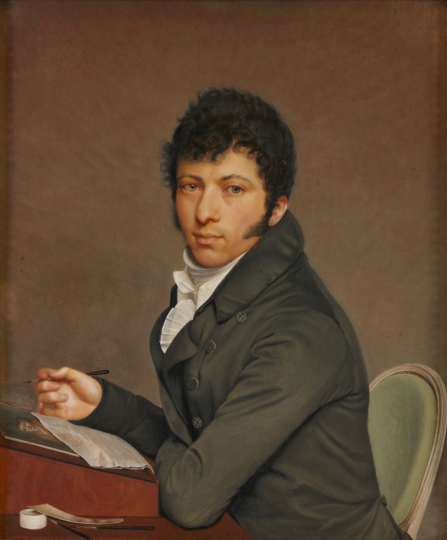 Circle of Jacques-Louis David: Self portrait of a writing man