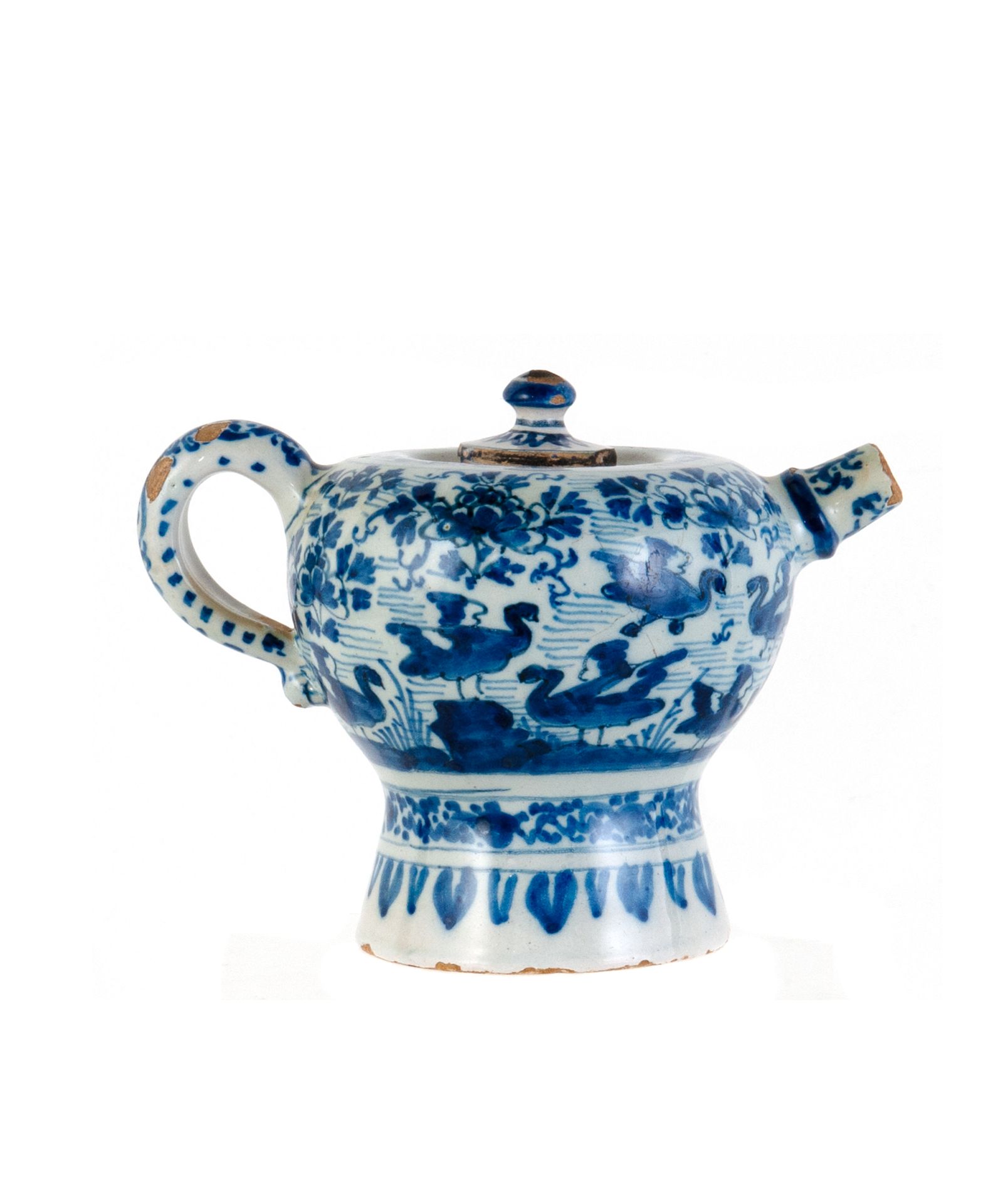 A Blue and White Small Pot and Cover in Dutch Delftware