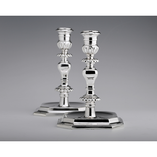 A pair of antique Dutch silver candlesticks