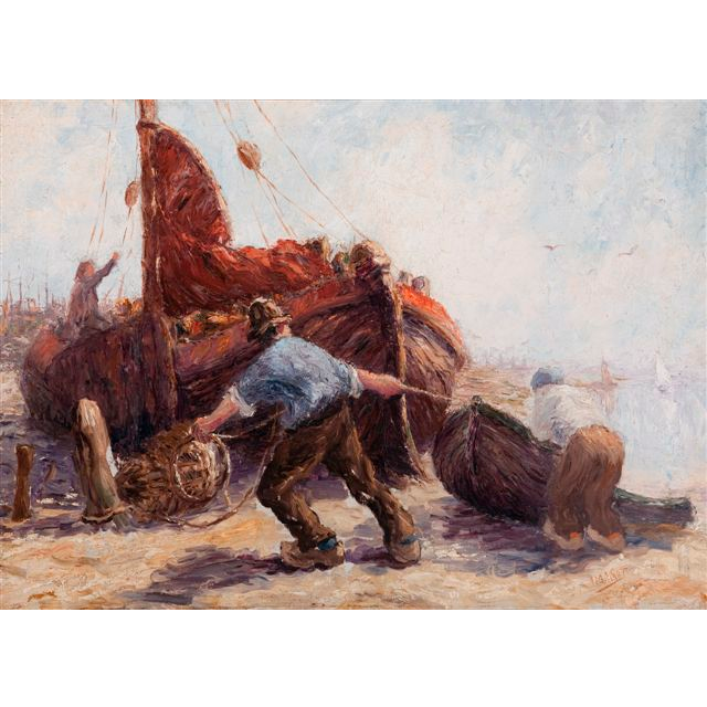 “Fishermen pulling a boat ashore”  - Leonard Gustaaf  Imandt