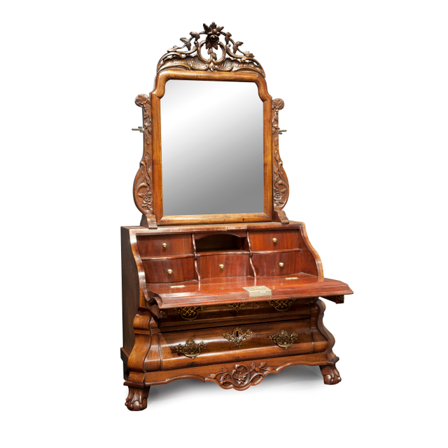 Dutch Louis Quinze miniature bureau with mirror