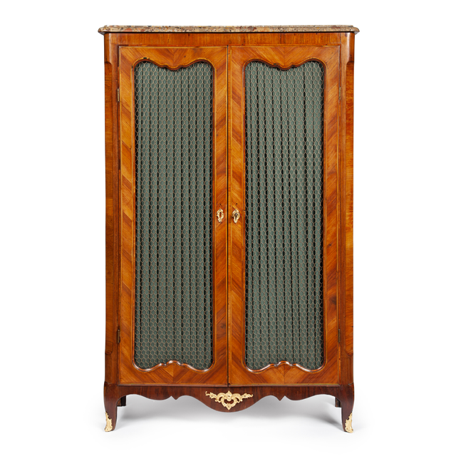 French Louis Quinze bookcase with marble top