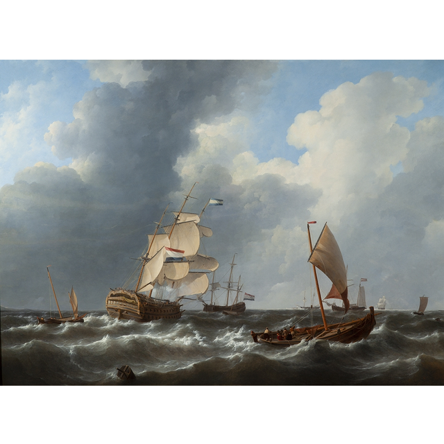 Sailing ships on a rough sea