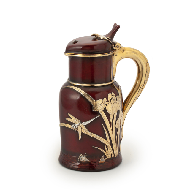 Russian silver-gilt and laquer lidded jug
