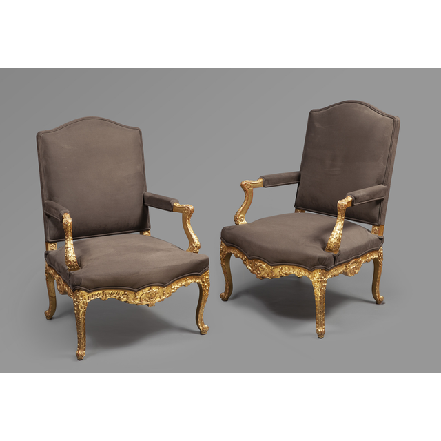 A very decorative pair of fauteuils