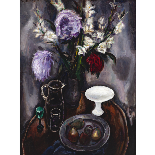 Still life with flowers and fruit