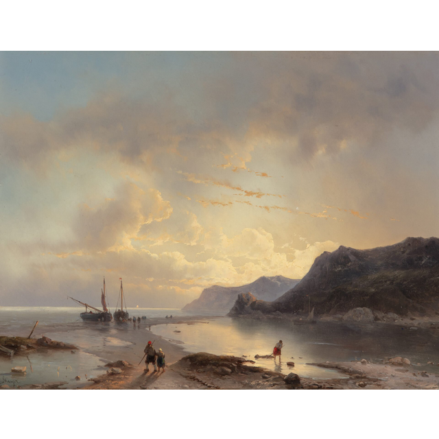 LOUIS JOHAN HENDRIK MEIJER (1809-1866) – EVENING TWILIGHT BY THE SEA