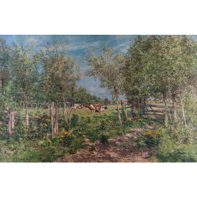 Cows in a blooming meadow
