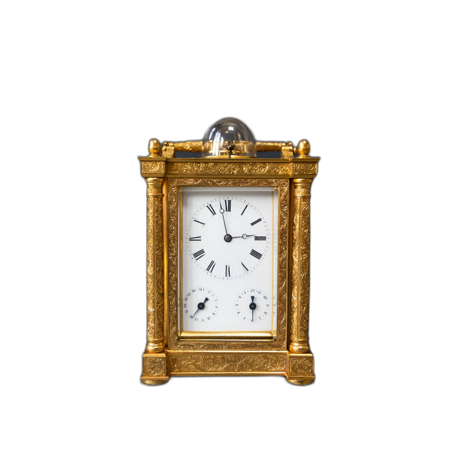 Extremely rare and fine carriage clock, attributed to Berrolla, Paris ca. 1840.