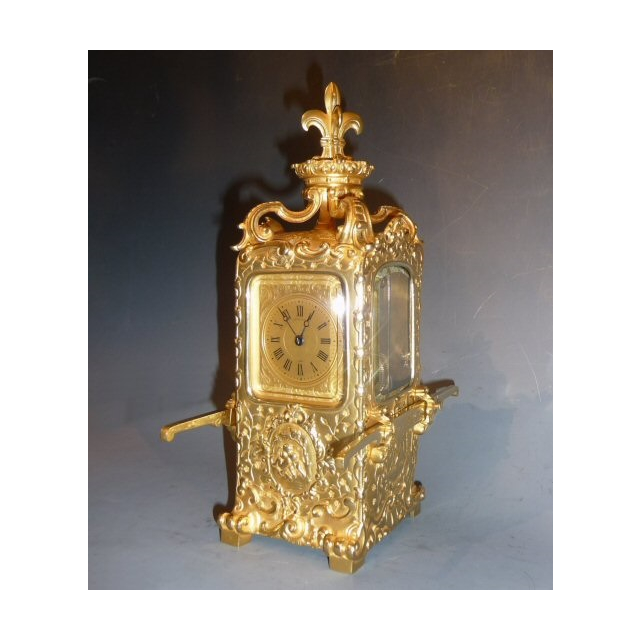 Exclusive gilt bronze portable coach clock, by Lawson & Son, Paris, France circa 1890.