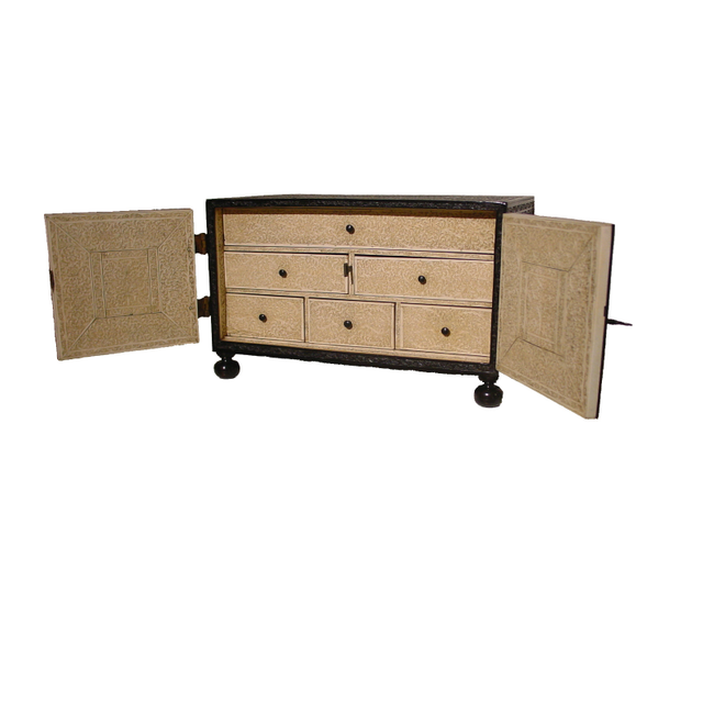 Anglo-indian Ceylonese ebony and ivory table cabinet