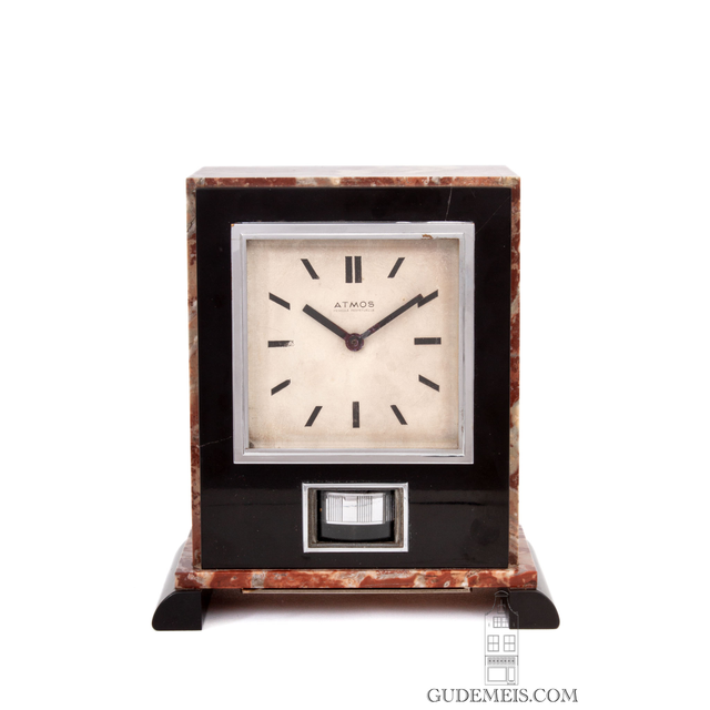 A French Art Deco marble Reutter patent atmos clock, circa 1932