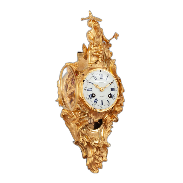 A fine French Louis XV ormolu cartel wall clock, Décle A Paris, 1754
