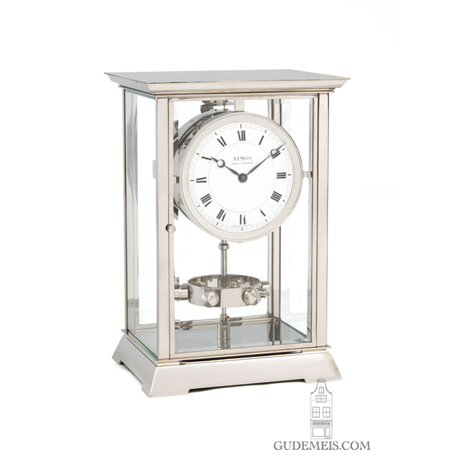A French Art Deco nickel plated Reutter patent atmos clock, circa 1933