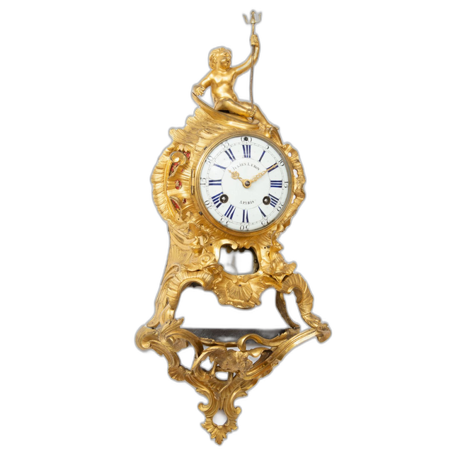 A very rare small French Louis XV ormolu bracket clock, Leroy A Paris, circa 1745