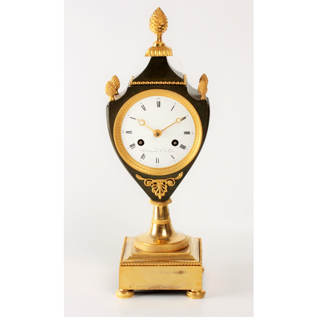 A fine French Empire ormolu and bronze urn mantel clock by Armingaud L.né à Paris, circa 1800
