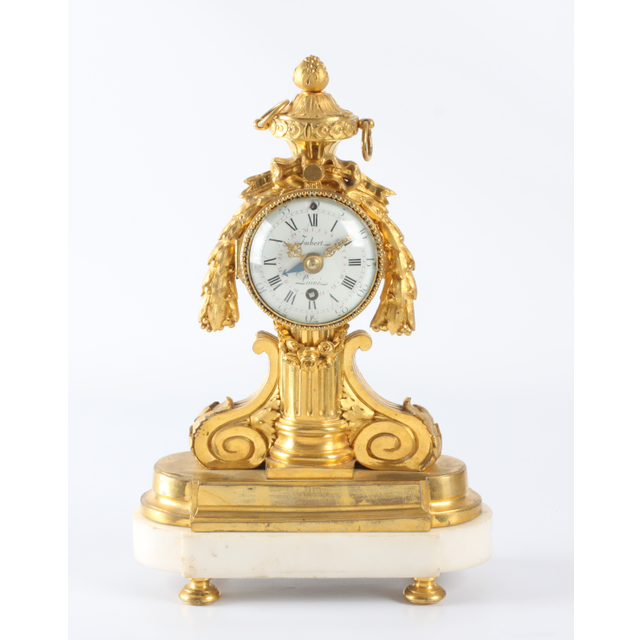 A small French Louis XVI ormolu and marble timepiece, Imbert L'aîné, circa 1765